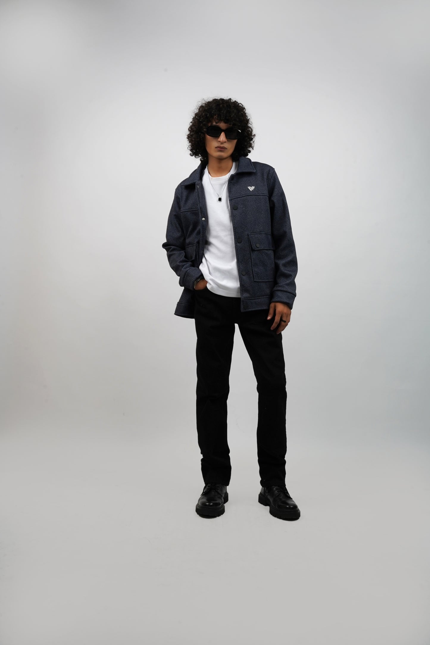 Herringbone Jacket Navy Blue