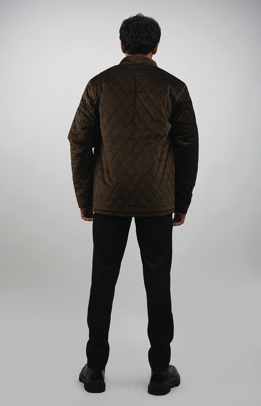 Quilted Velvet Jacket Olive Green