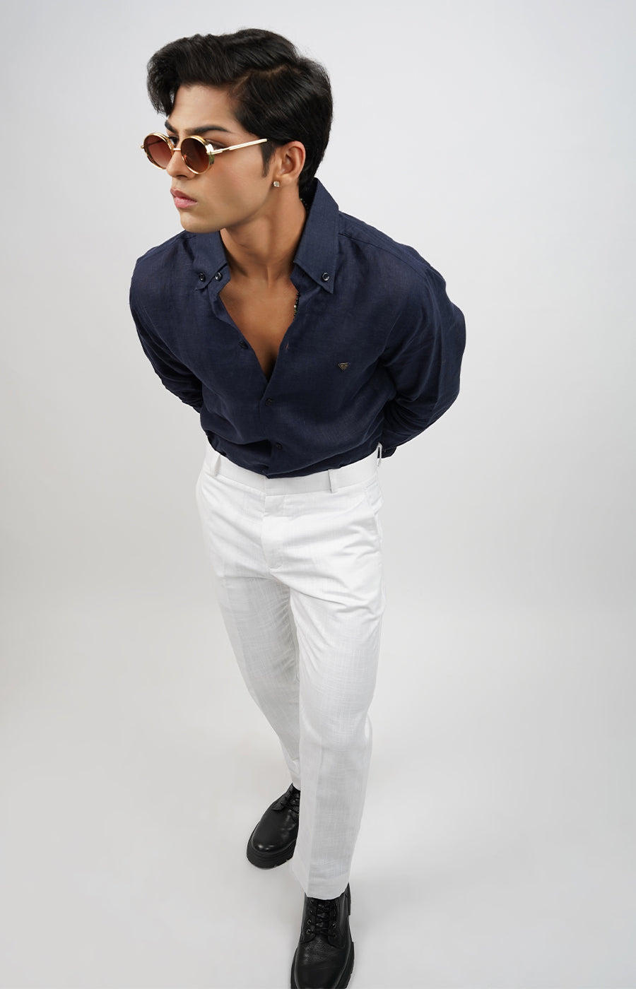 Classic White Slim-Fit Trousers