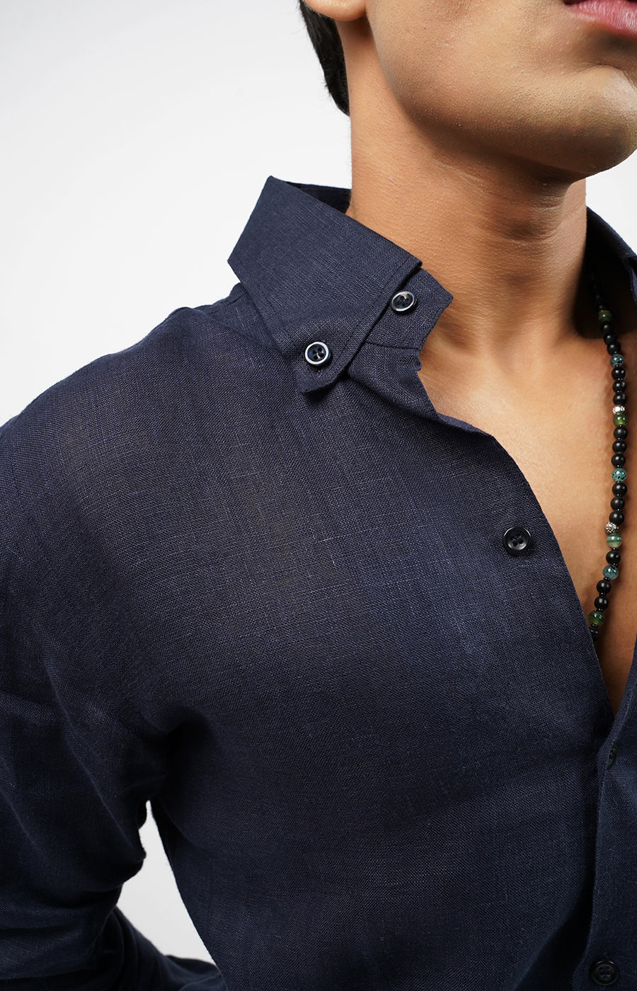 Navy 100 % Linen Formal Shirt