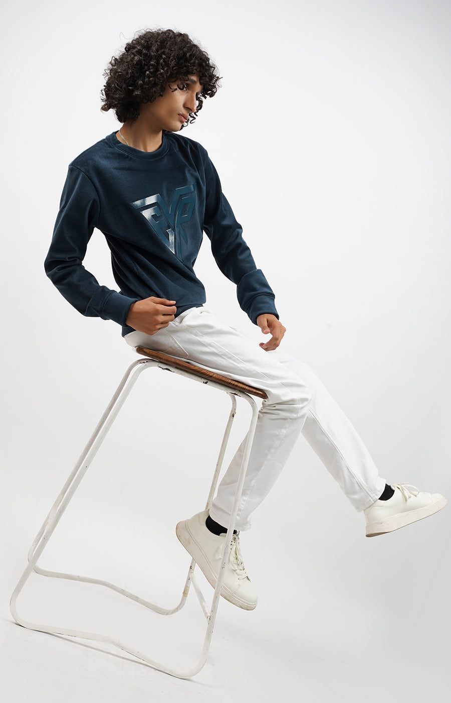 Signature EVR Waffle-Knit Sweatshirt Teal