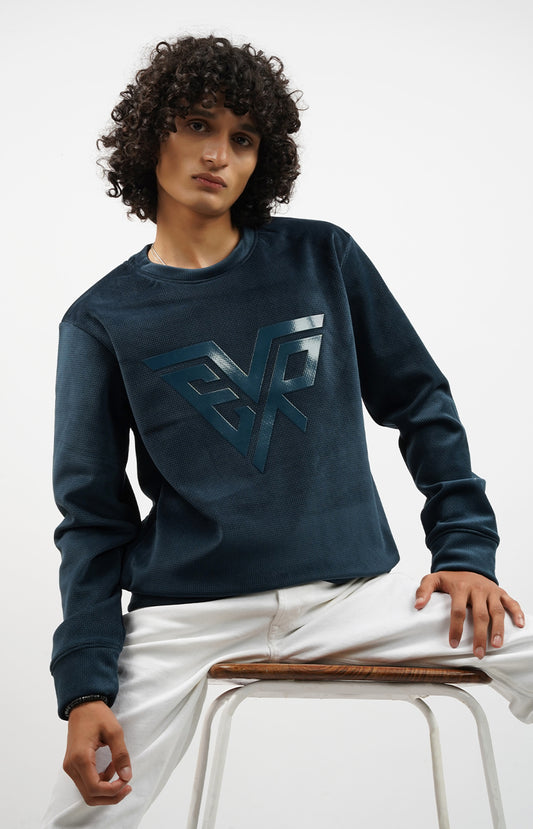 Signature EVR Waffle-Knit Sweatshirt Teal