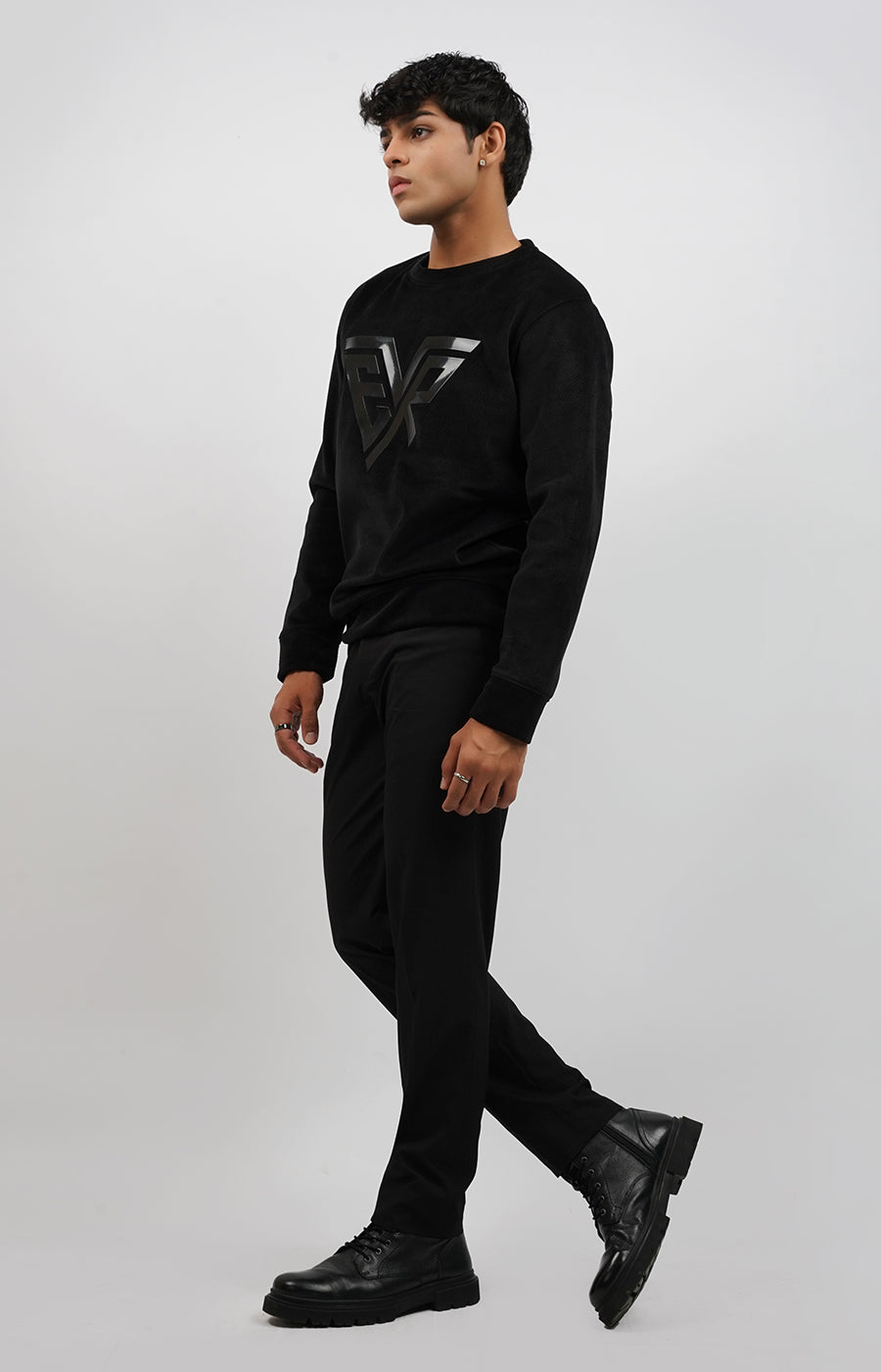 Signature EVR Waffle-Knit Sweatshirt Black