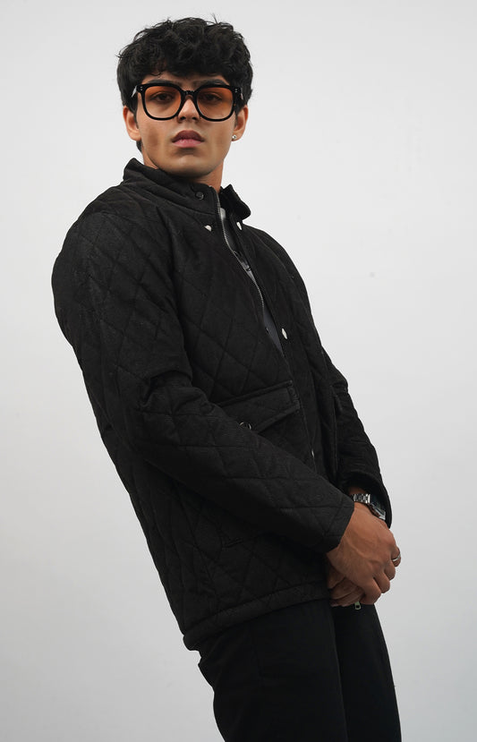 Quilted Velvet Jacket Black