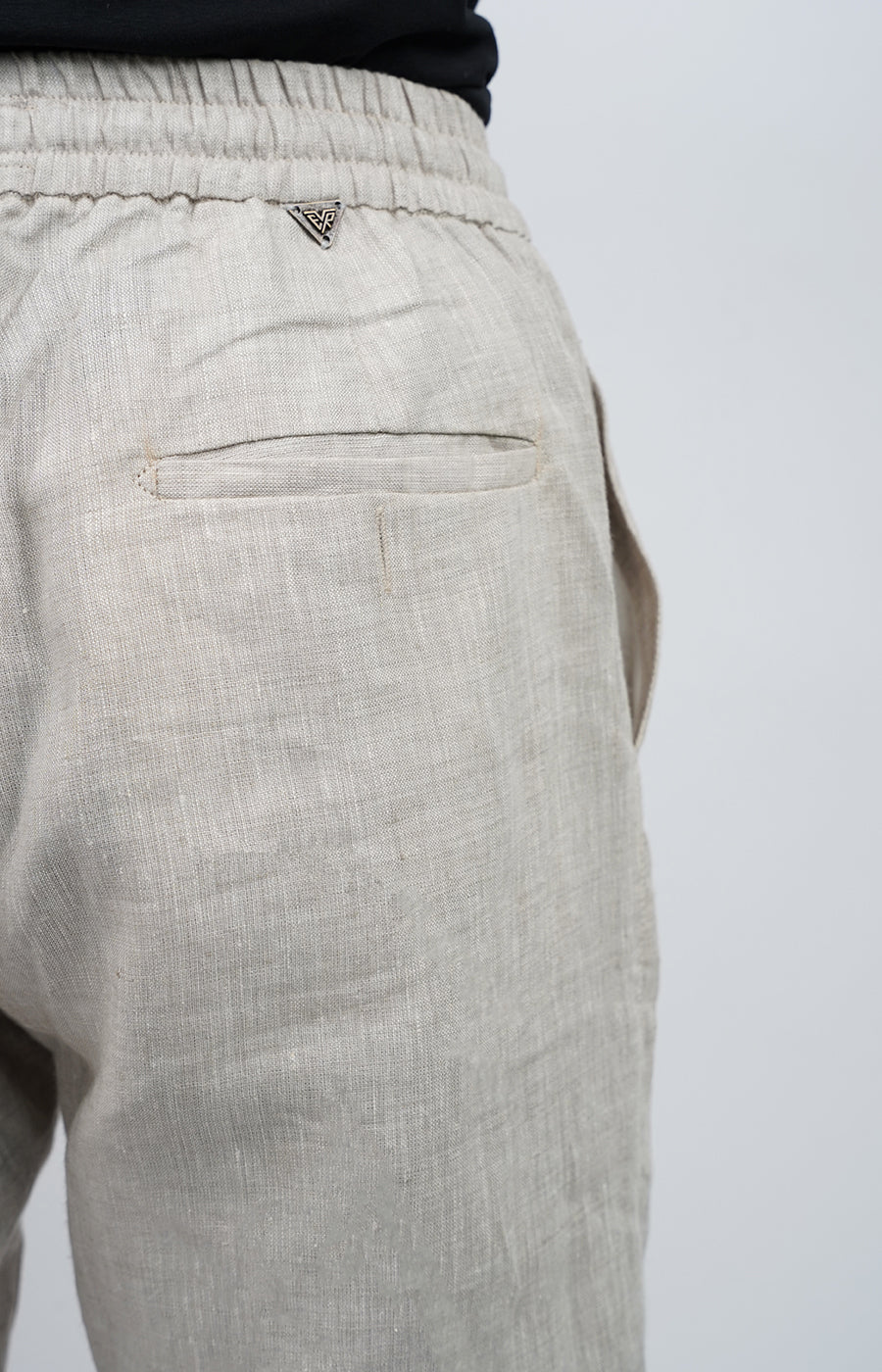 100% Linen Relaxed Fit Drawstring Pants Grey