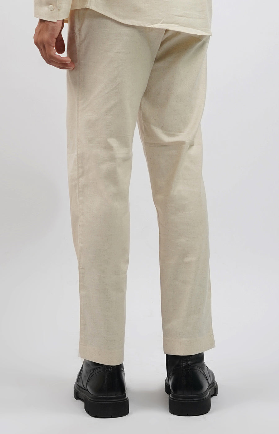 Relaxed Fit Linen Drawstring Pants Ivory