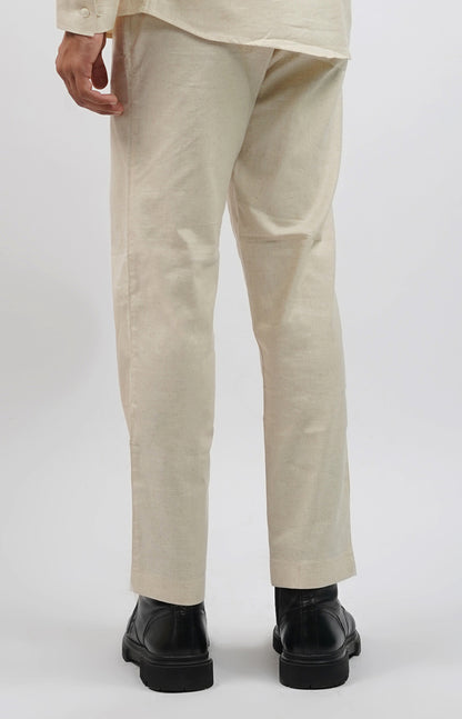 Relaxed Fit Linen Drawstring Pants Ivory