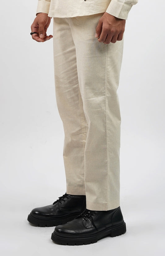 Relaxed Fit Linen Drawstring Pants Ivory
