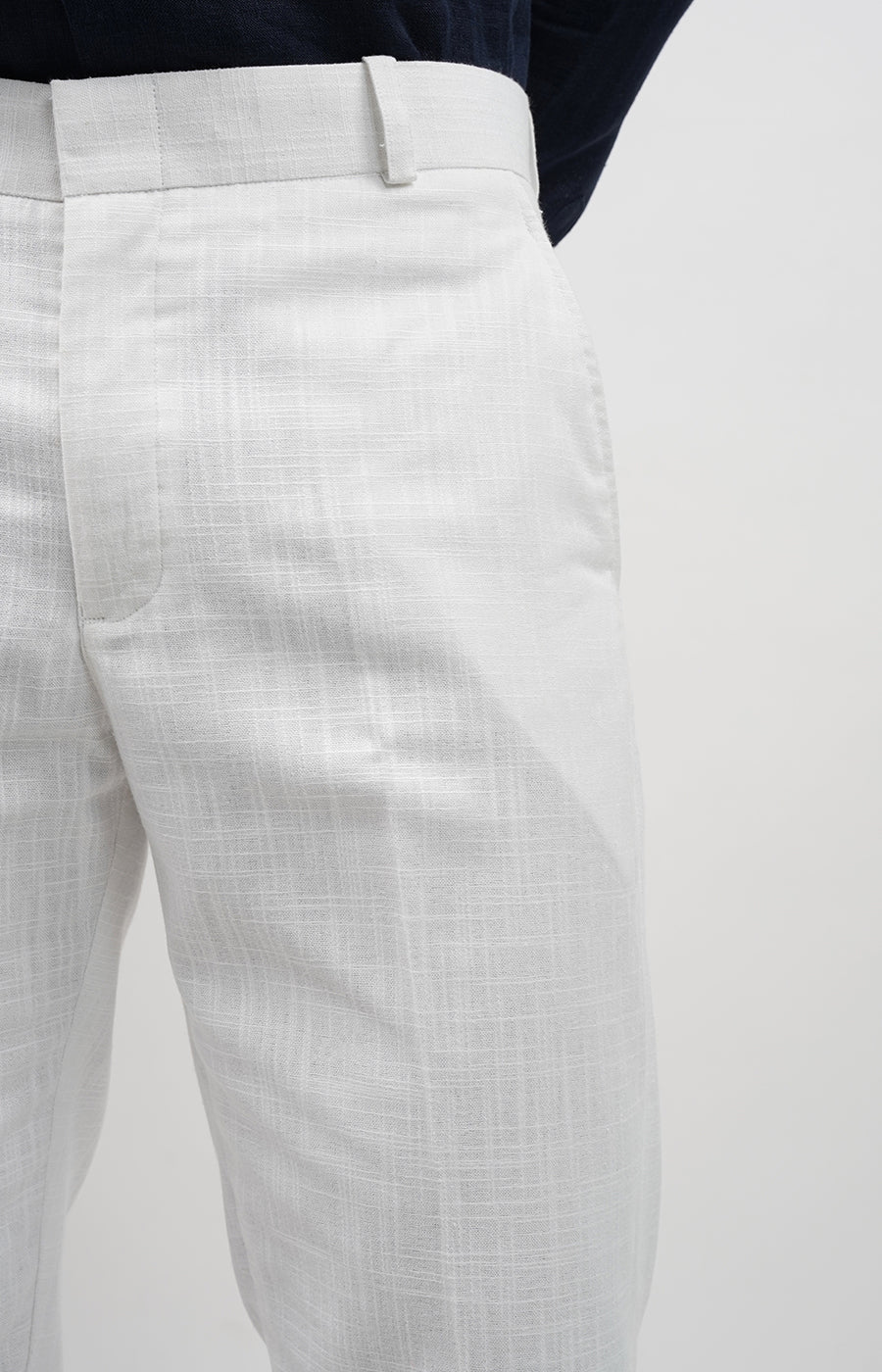 Classic White Slim-Fit Trousers