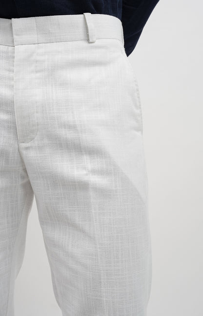 Classic White Slim-Fit Trousers