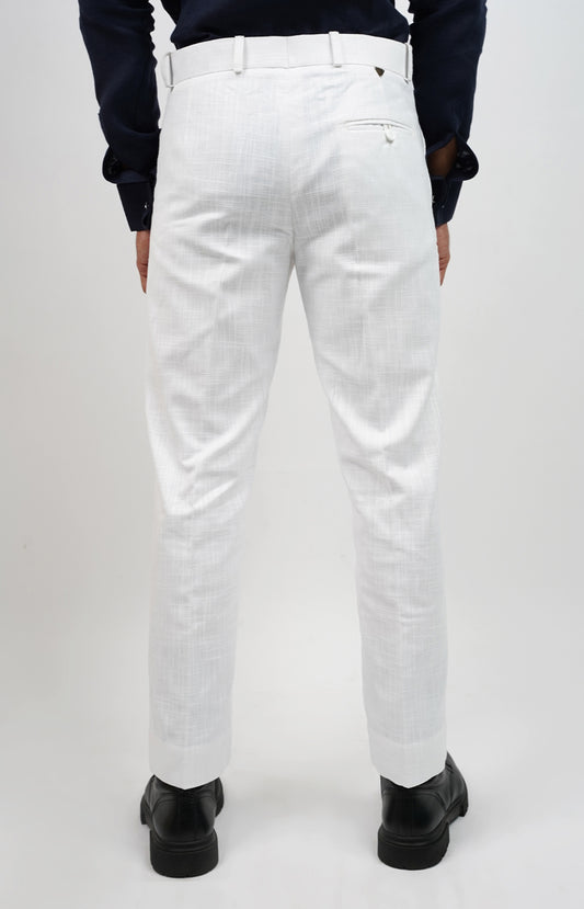 Classic White Slim-Fit Trousers