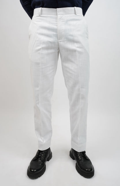 Classic White Slim-Fit Trousers