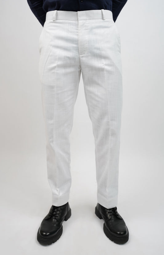 Classic White Slim-Fit Trousers