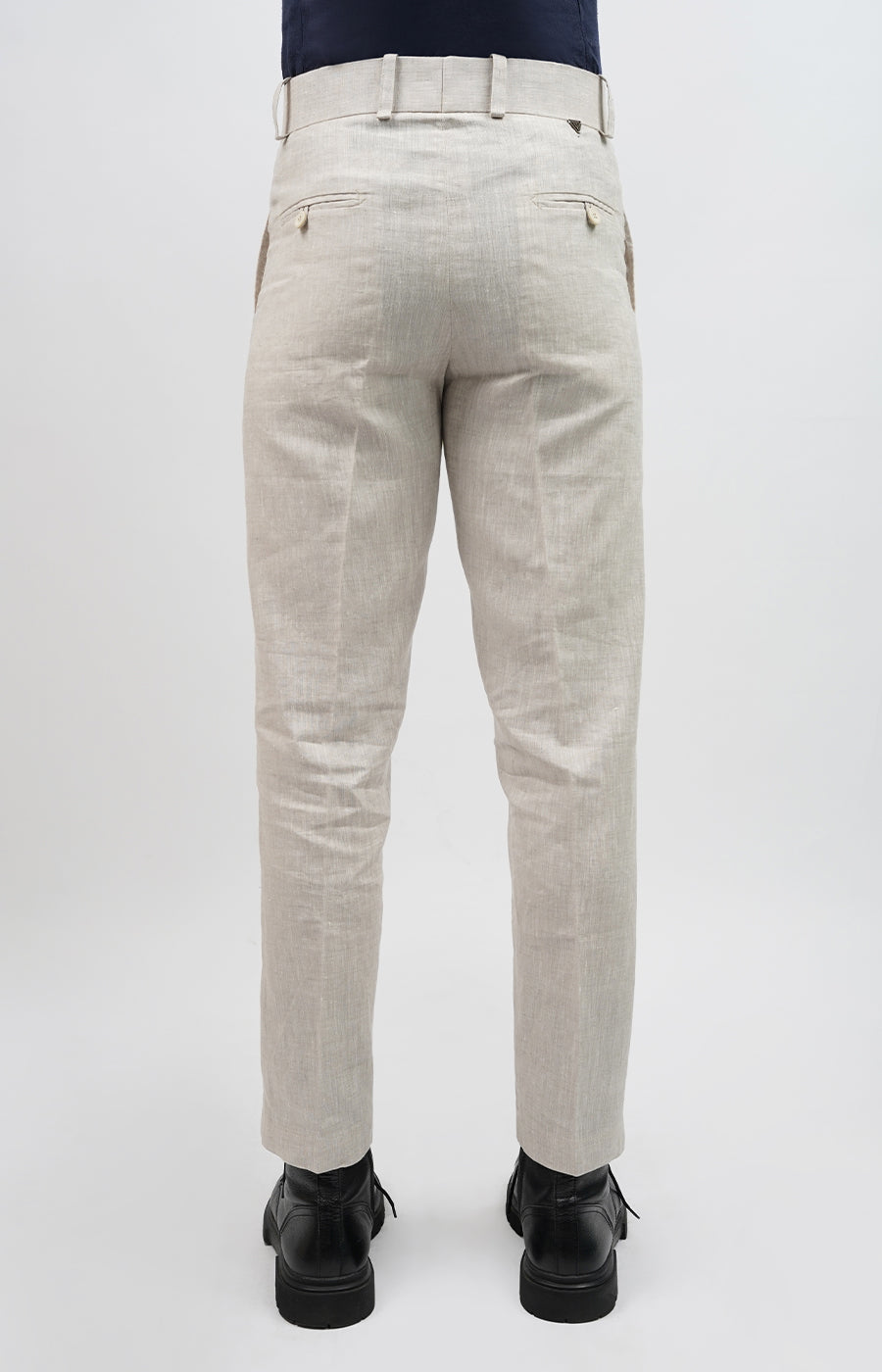 100% Linen Grey Pleated Linen Trousers
