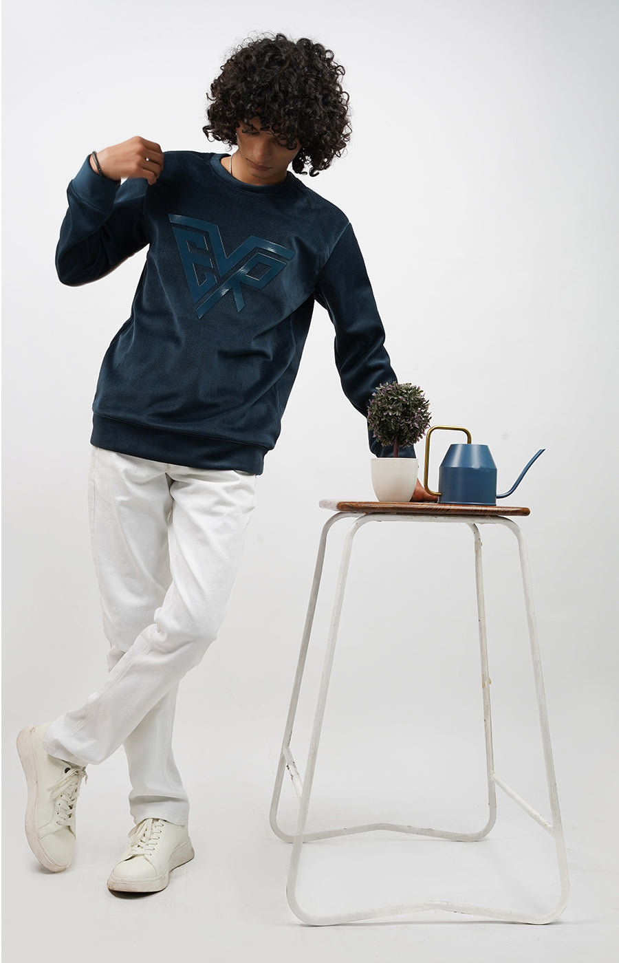 Signature EVR Waffle-Knit Sweatshirt Teal
