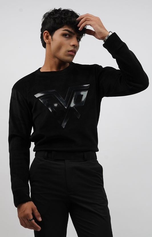 Signature EVR Waffle-Knit Sweatshirt Black