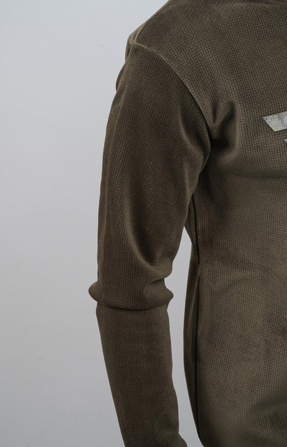 Signature EVR Waffle-Knit Sweatshirt Olive Green