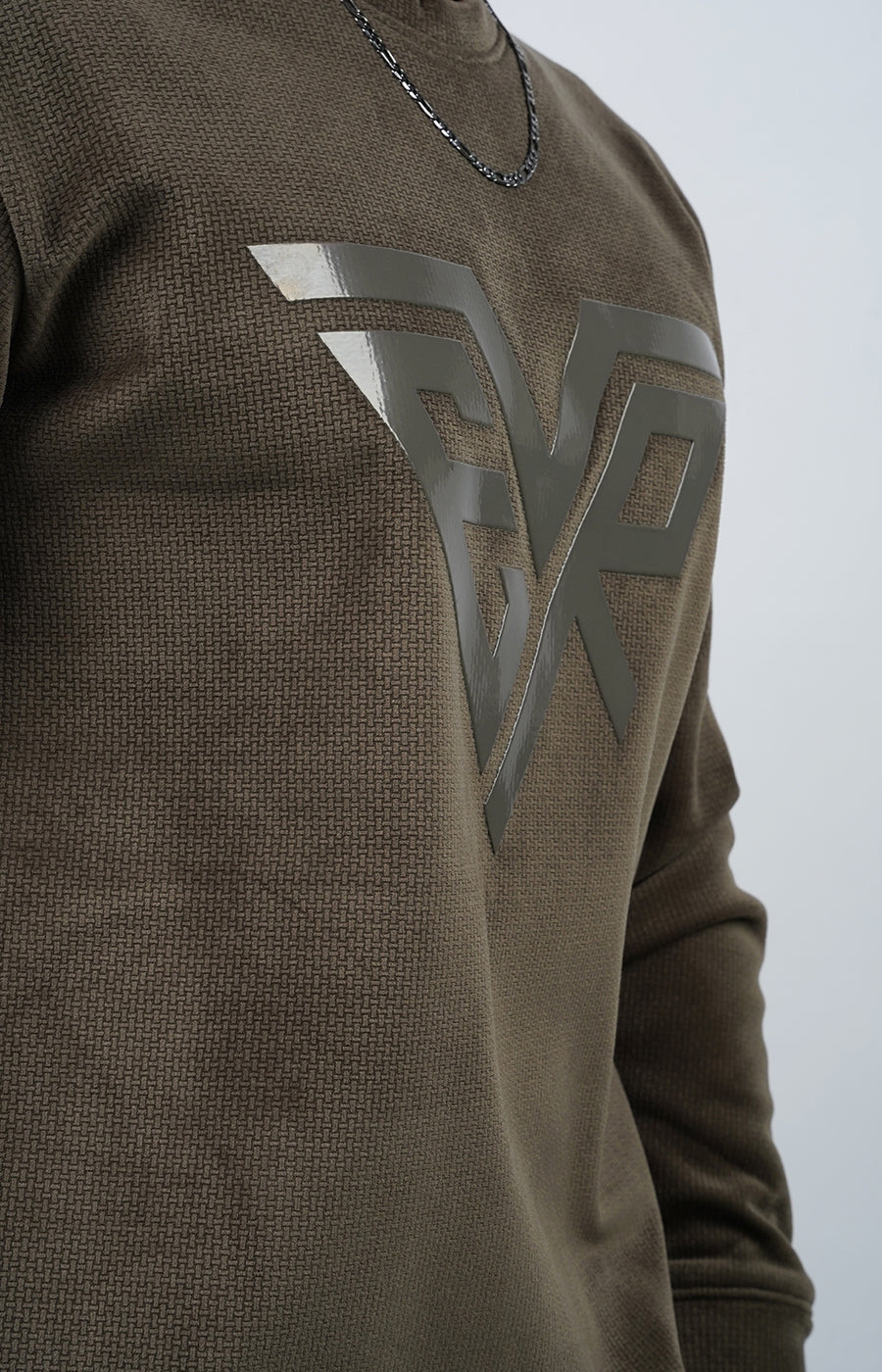 Signature EVR Waffle-Knit Sweatshirt Olive Green
