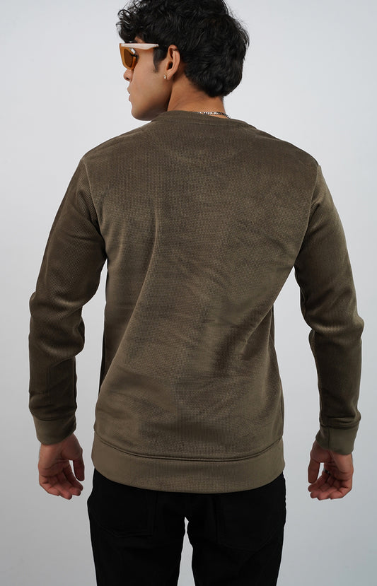 Signature EVR Waffle-Knit Sweatshirt Olive Green