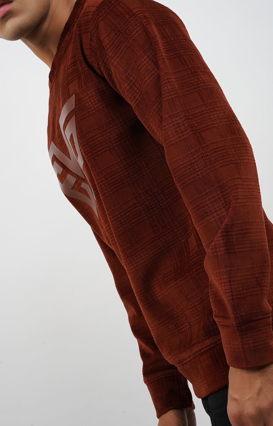 Textured Crewneck Sweatshirt Burnt Orange