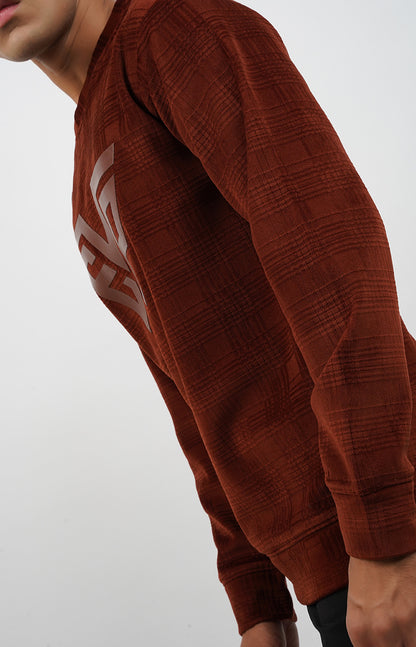 Textured Crewneck Sweatshirt Burnt Orange