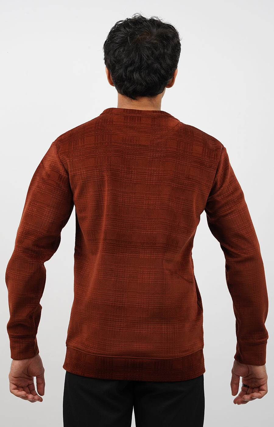 Textured Crewneck Sweatshirt Burnt Orange