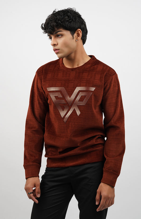 Textured Crewneck Sweatshirt Burnt Orange