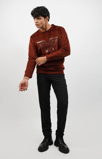 Textured Crewneck Sweatshirt Burnt Orange